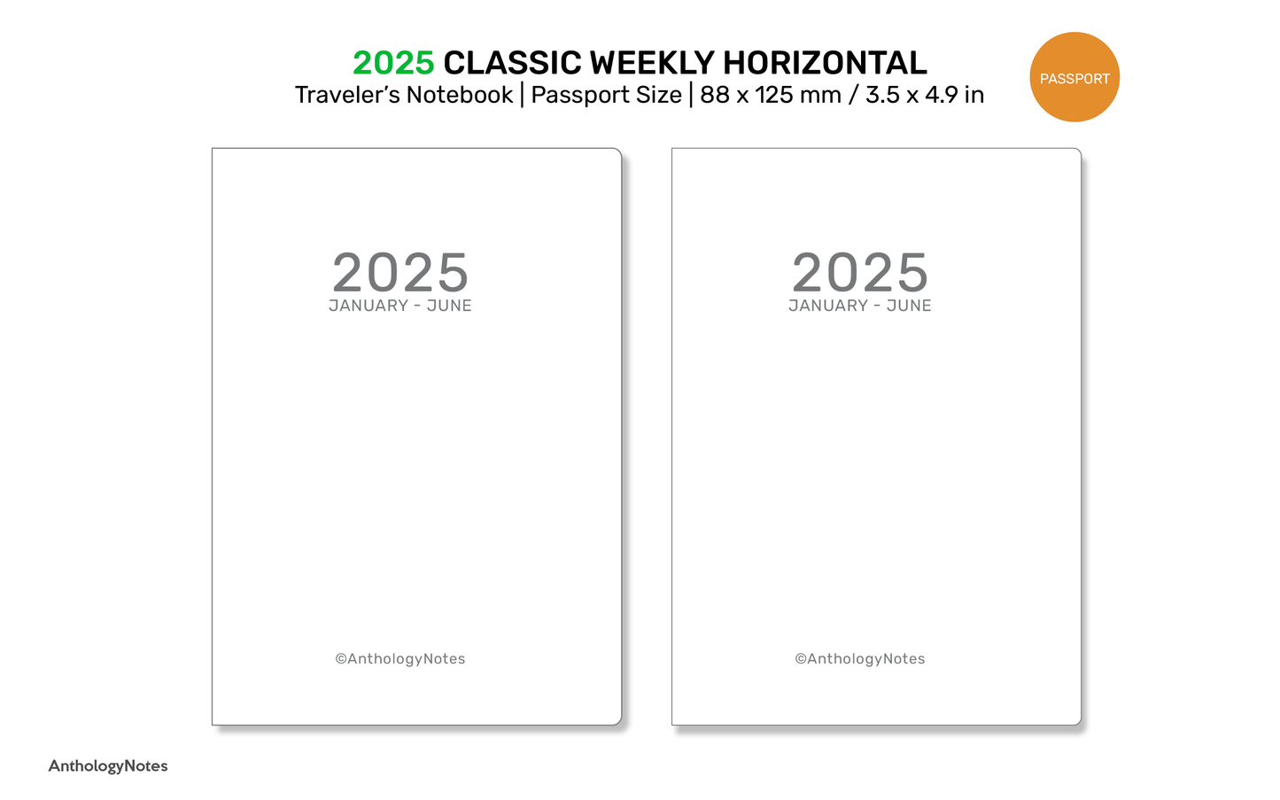 2025 TN Passport WEEKLY Planner Traveler's Notebook Printable Refill Insert - DPP001-2025