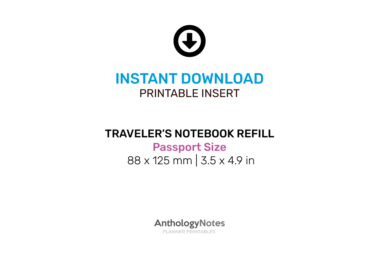 Passport TN JIBUN-Inspired Daily Printable Refill Insert for Traveler's Notebook PP22-004