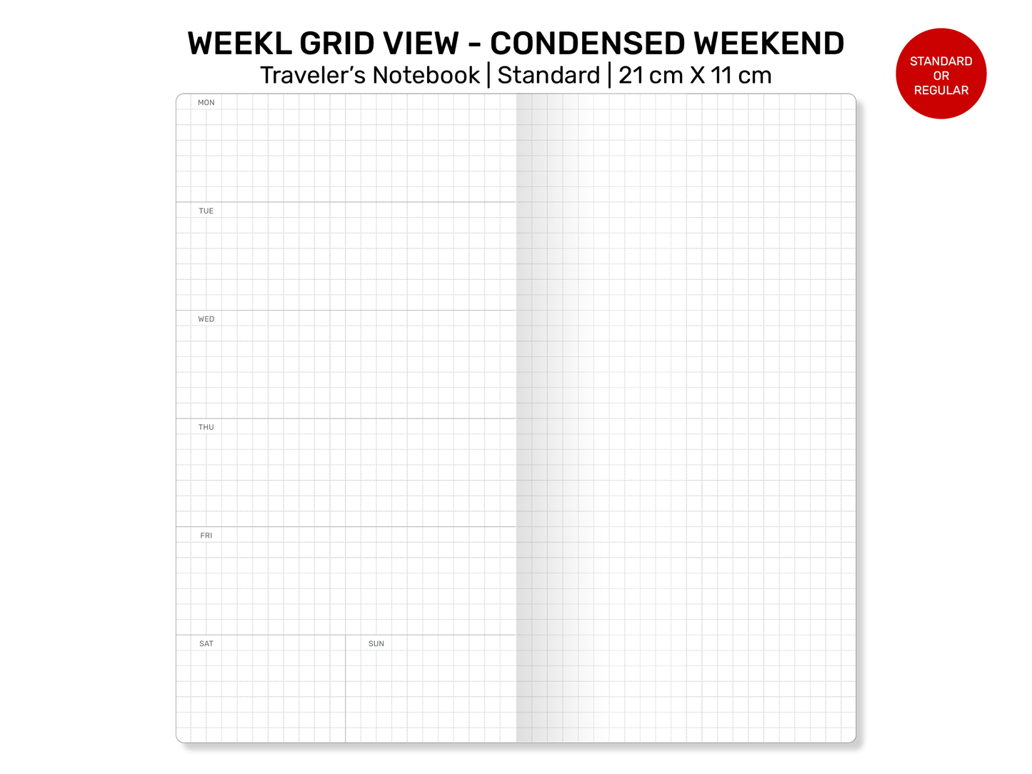 TN Standard Weekly View Horizontal Full GRID - CONDENSED Weekend RTN22-018