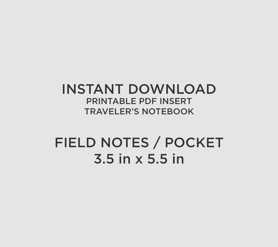 TN Pocket Notes Traveler's Notebook Printable Insert Monthly Grid Tracker, Minimalist, Clean - Pocket Size UNDATED