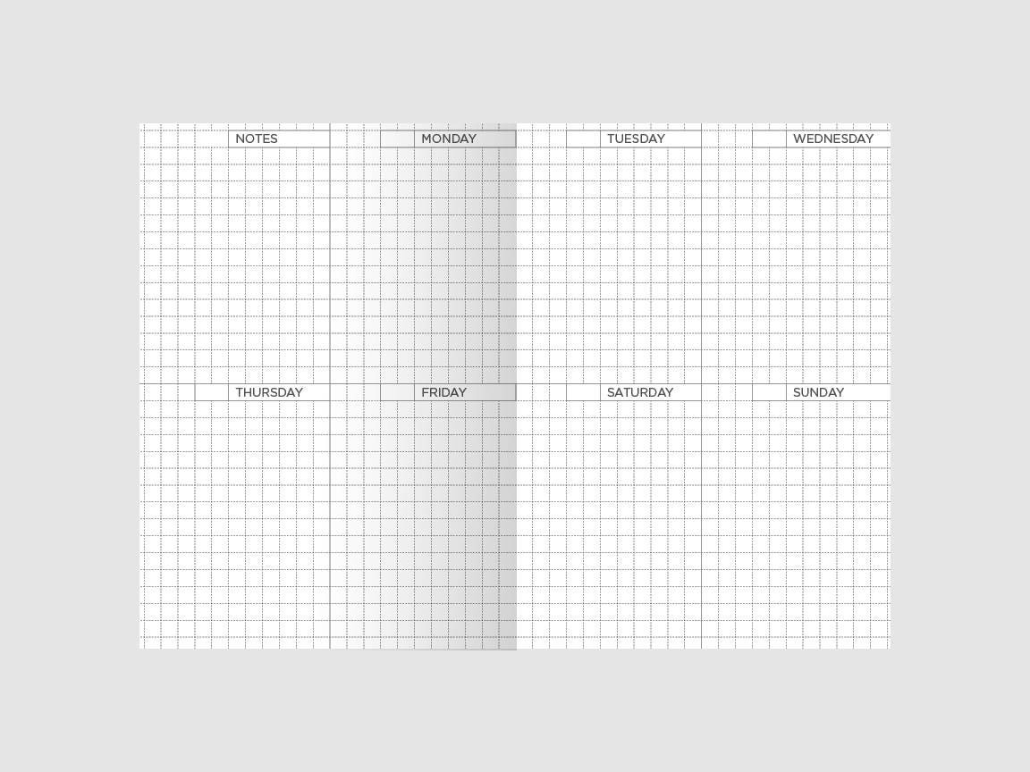 PASSPORT Weekly Grid Printable Insert Traveler's Notebook -  Wo2P Vertical - Undated