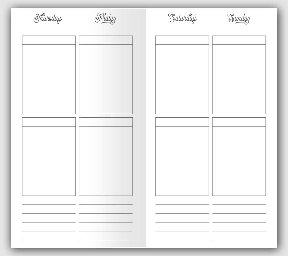 TN PERSONAL  Weekly on 4 Pages Traveler's Notebooks fits EC Sticker - Script Type Header