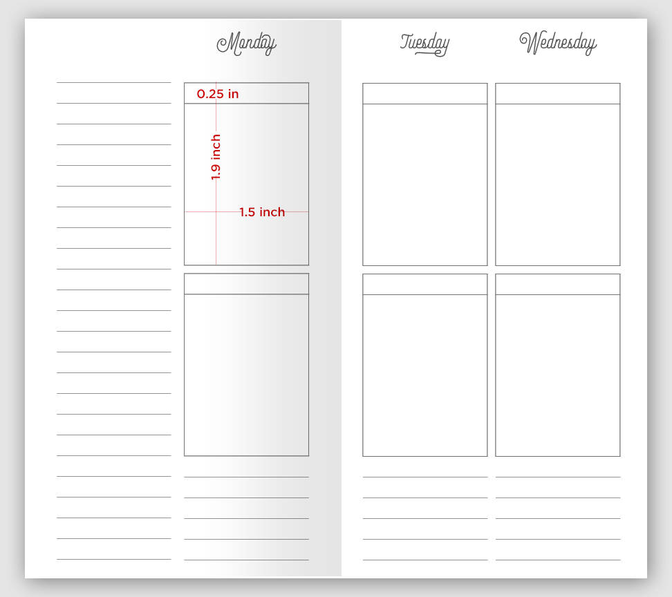 TN PERSONAL  Weekly on 4 Pages Traveler's Notebooks fits EC Sticker - Script Type Header