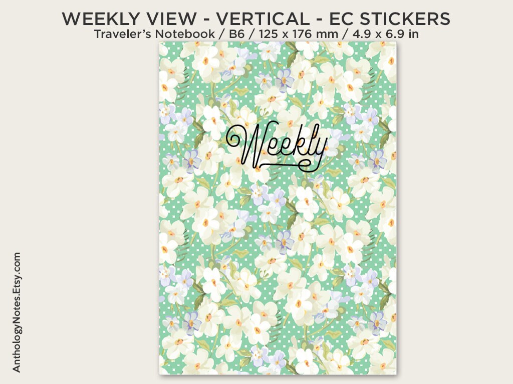 B6 WEEKLY View Vertical fits EC Full Box Printable Traveler's Notebook Insert B6027