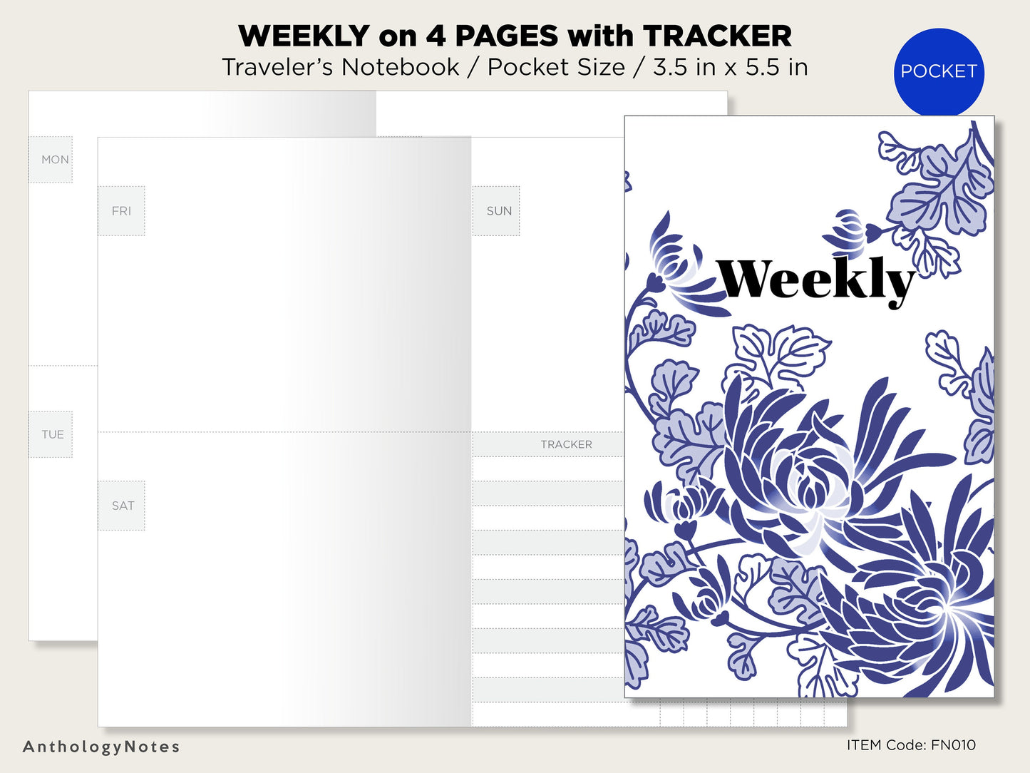 Pocket Weekly With Tracker Traveler's Notebook Printable Insert Minimalist