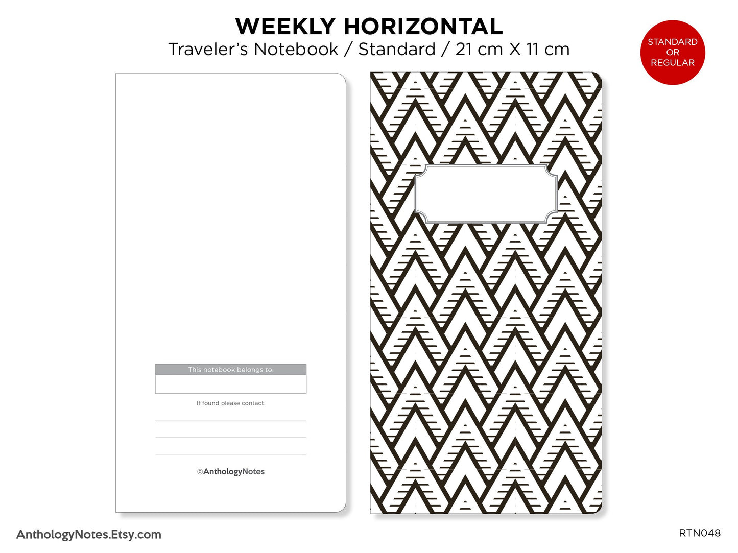 Weekly View Standard Traveler's Notebook Printable Insert EC Fullbox Column Wo2P