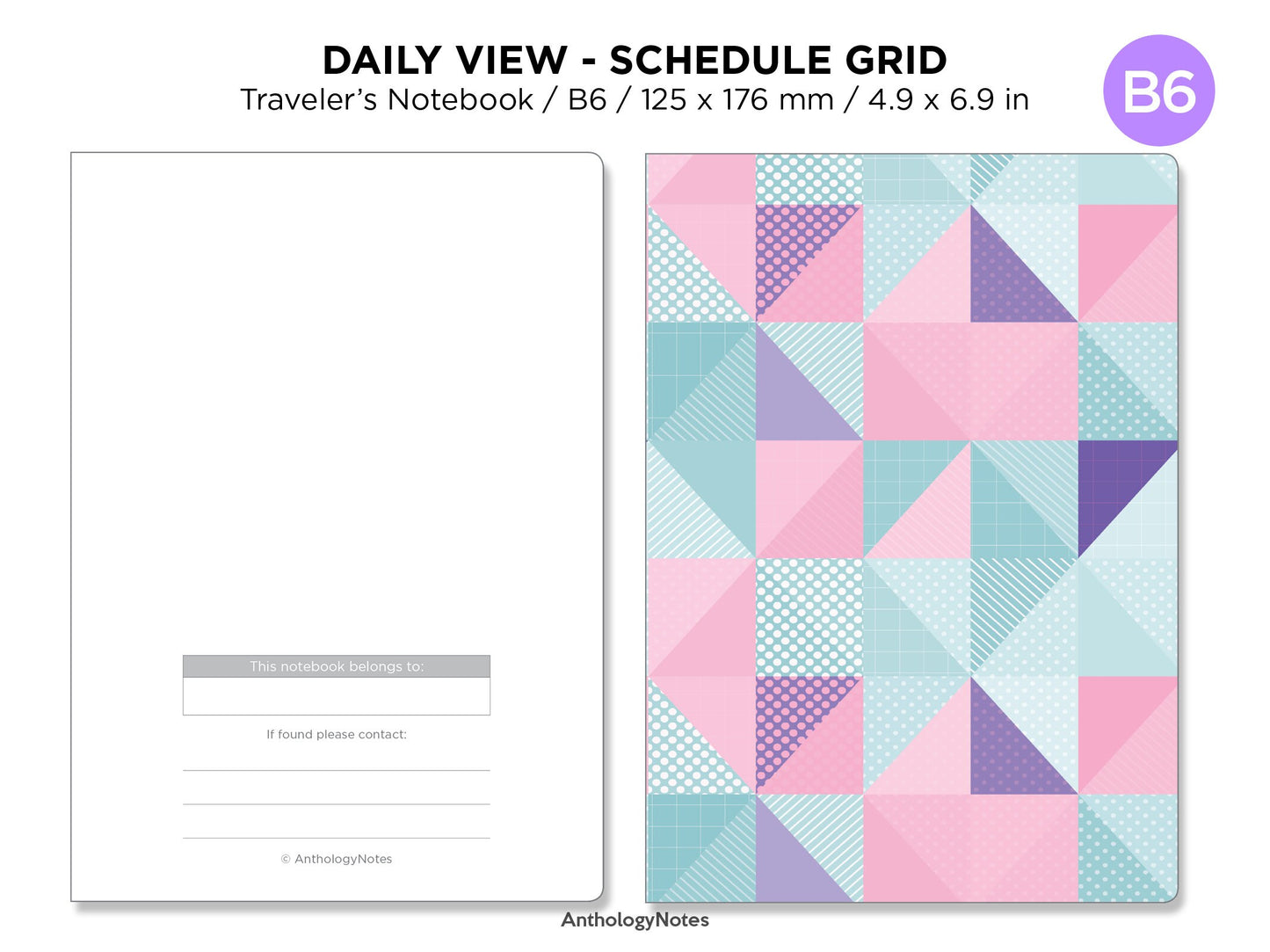 B6 DAILY Traveler's Notebook Printable Insert Schedule  Do1P Grid, Weather, Water, Mood Tracker