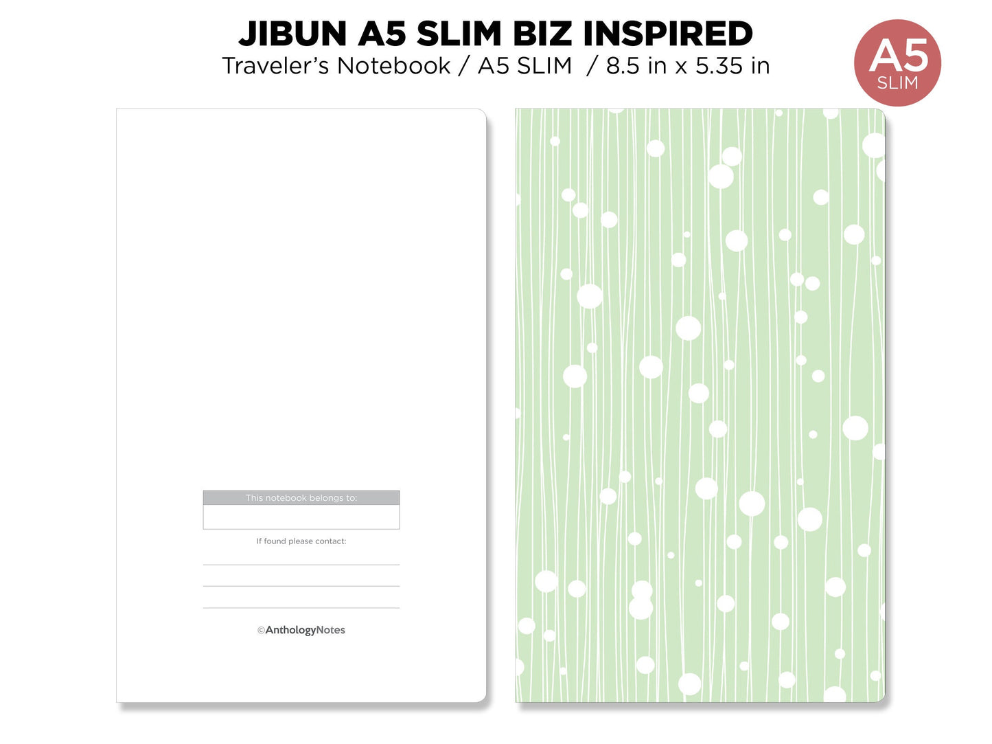 JIBUN Techo A5 Slim Weekly GRID Traveler's Notebook Vertical Japanese Planner Inspired Functional Printable Insert