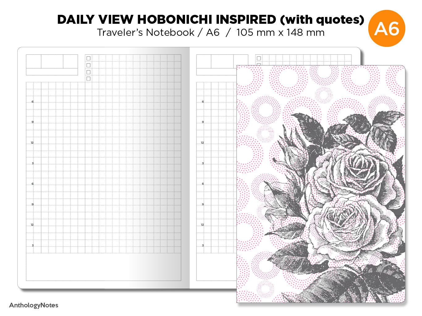 Hobonichi TN Insert - A6 Size - Traveler's Notebook Printable - Do1P - Minimalist - Daily View - With Quotes Section