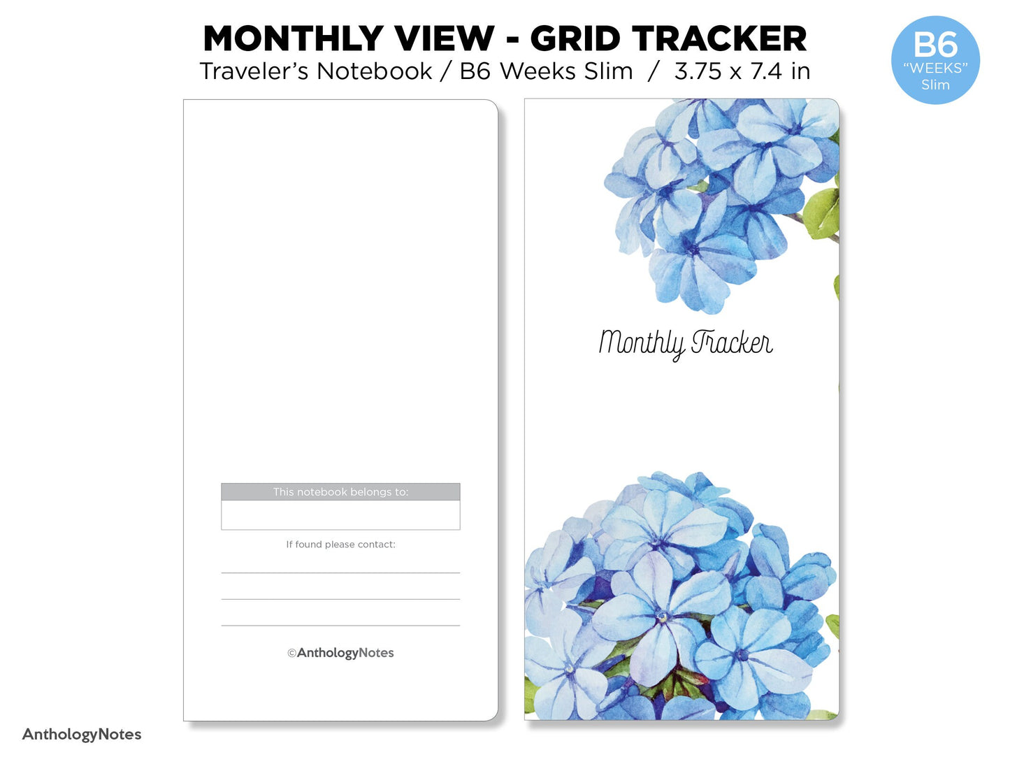 TN WEEKS Monthly TRACKER Hobonichi Weeks Inspired Layout GRID