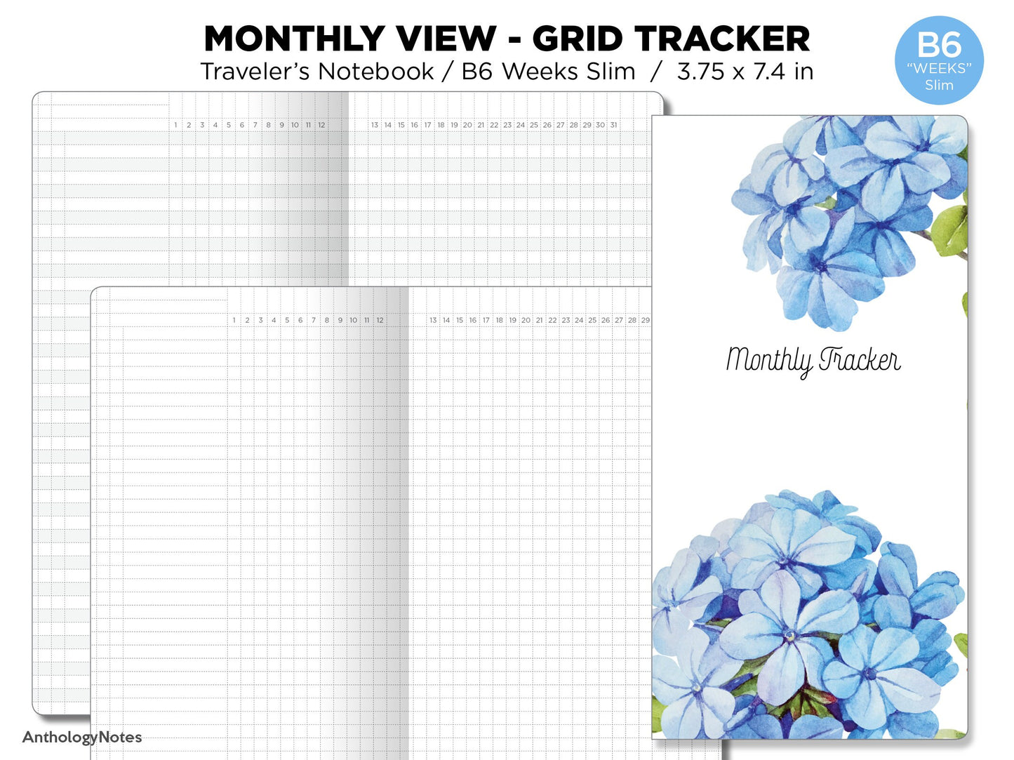 TN WEEKS Monthly TRACKER Hobonichi Weeks Inspired Layout GRID