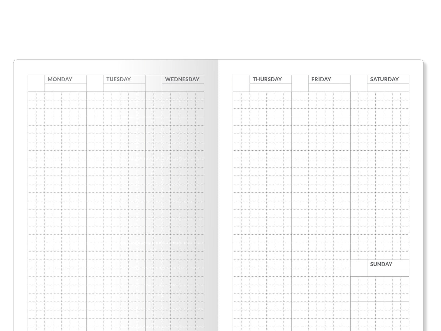 Traveler's Notebook Standard Size Printable Insert Weekl GRID VERTICAL Undated