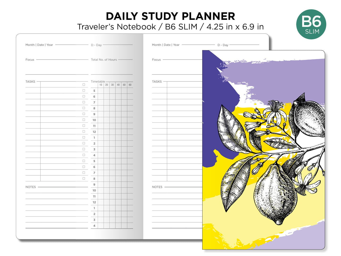 B6 Slim DAILY STUDY Printable Insert for Traveler's Notebook