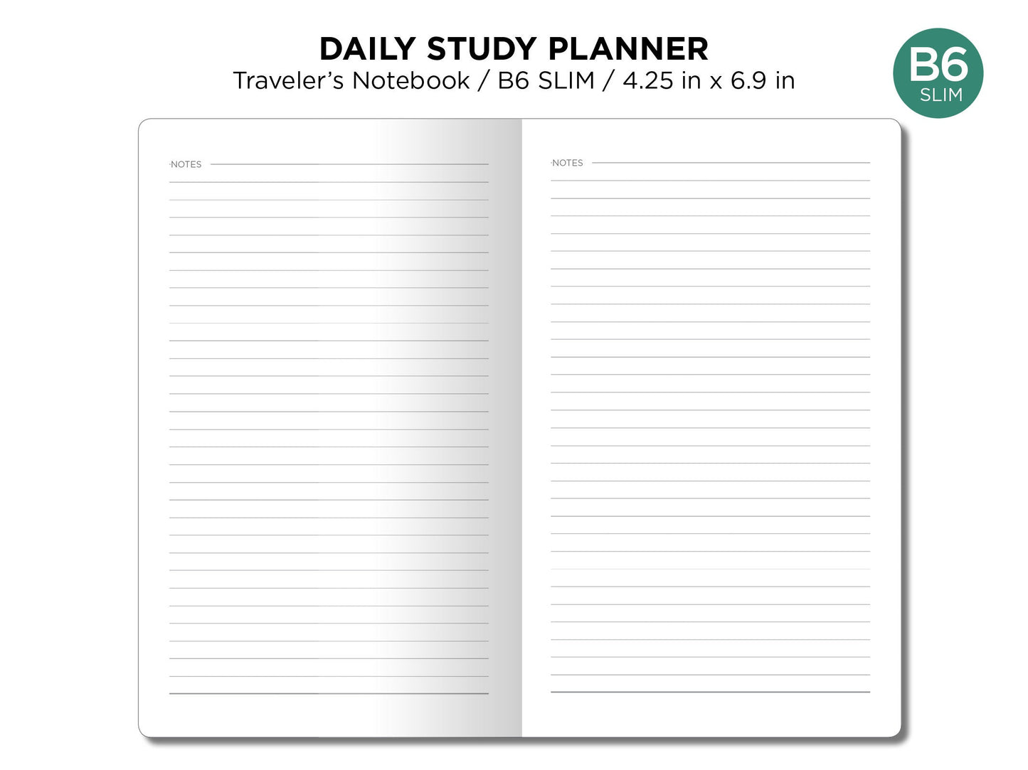 B6 Slim DAILY STUDY Printable Insert for Traveler's Notebook