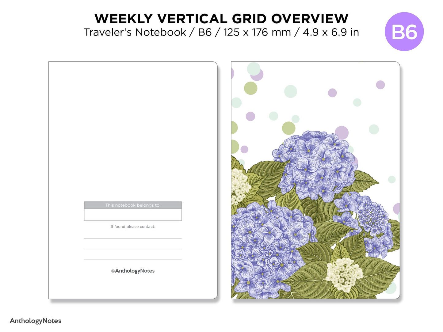 TN B6 Weekly GRID Vertical - with Daily Boxes Printable Insert for Traveler's Notebook