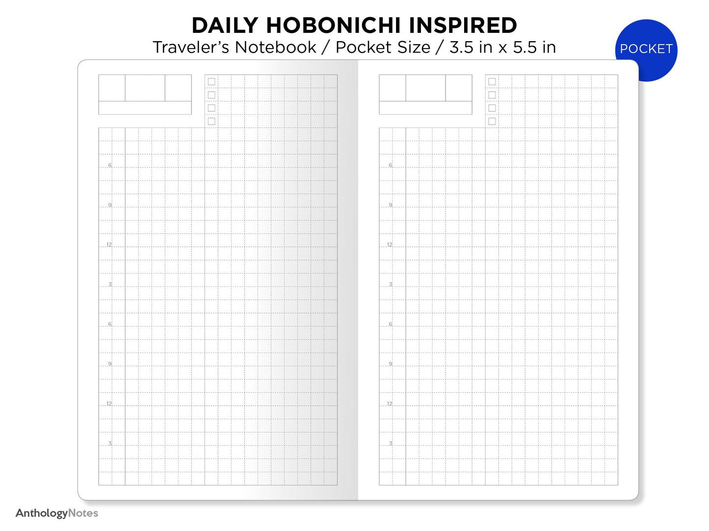 Pocket Size Hobonichi TN Insert - Traveler's Notebook Printable - Do1P - Minimalist - Daily View FN025