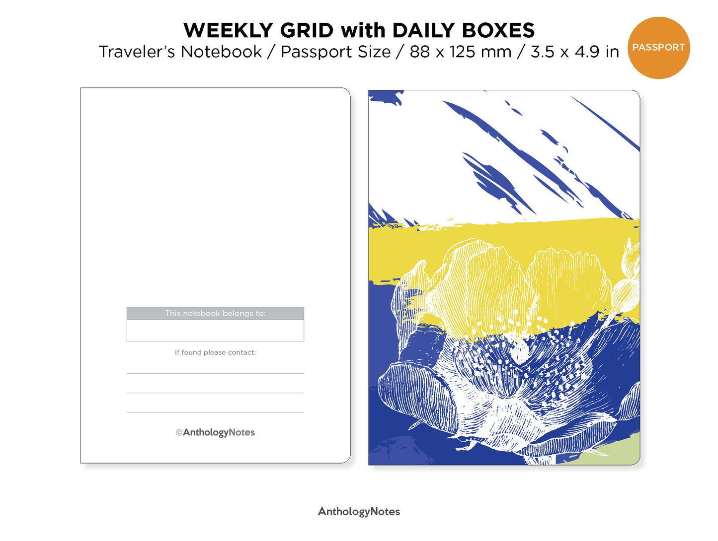 PASSPORT Weekly Grid with DAILY BOXES Printable Insert Traveler's Notebook