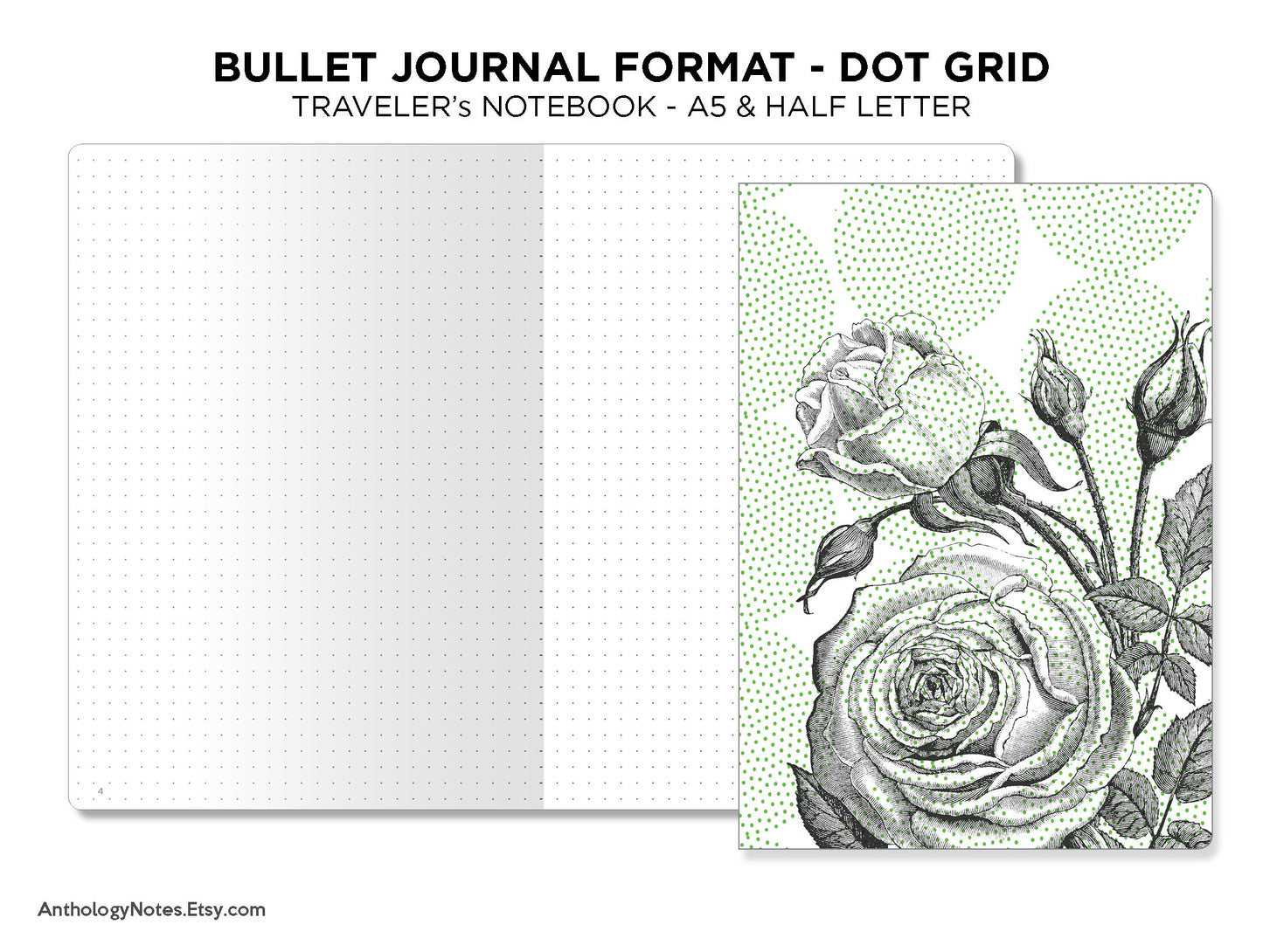 A5 & Half Letter Bullet Logging System Format DOT Grid Traveler's Notebook Printable Insert - Bu-Jo Format