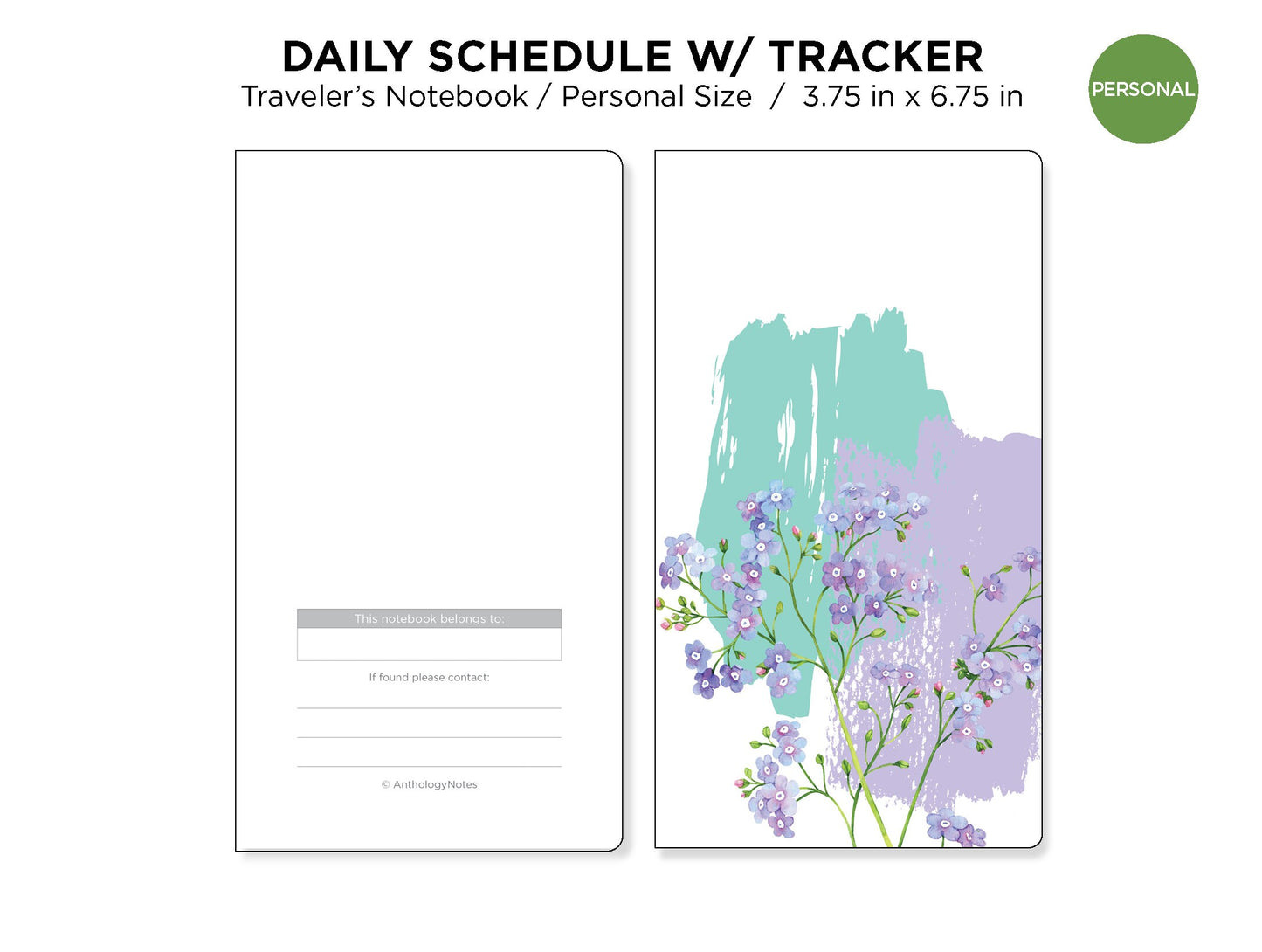 TN Personal DAILY Schedule with TRACKER Printable Insert Traveler's Notebook Minimalist