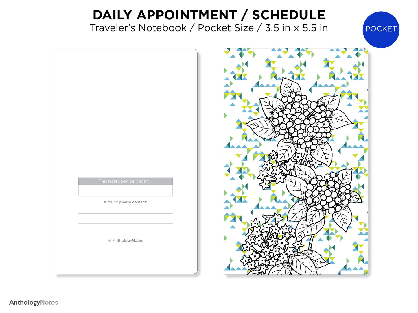 TN POCKET Size Daily View GRID Traveler's Notebook Printable Insert Weather, Mood, Water Intake Tracker