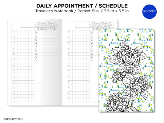 TN POCKET Size Daily View GRID Traveler's Notebook Printable Insert Weather, Mood, Water Intake Tracker