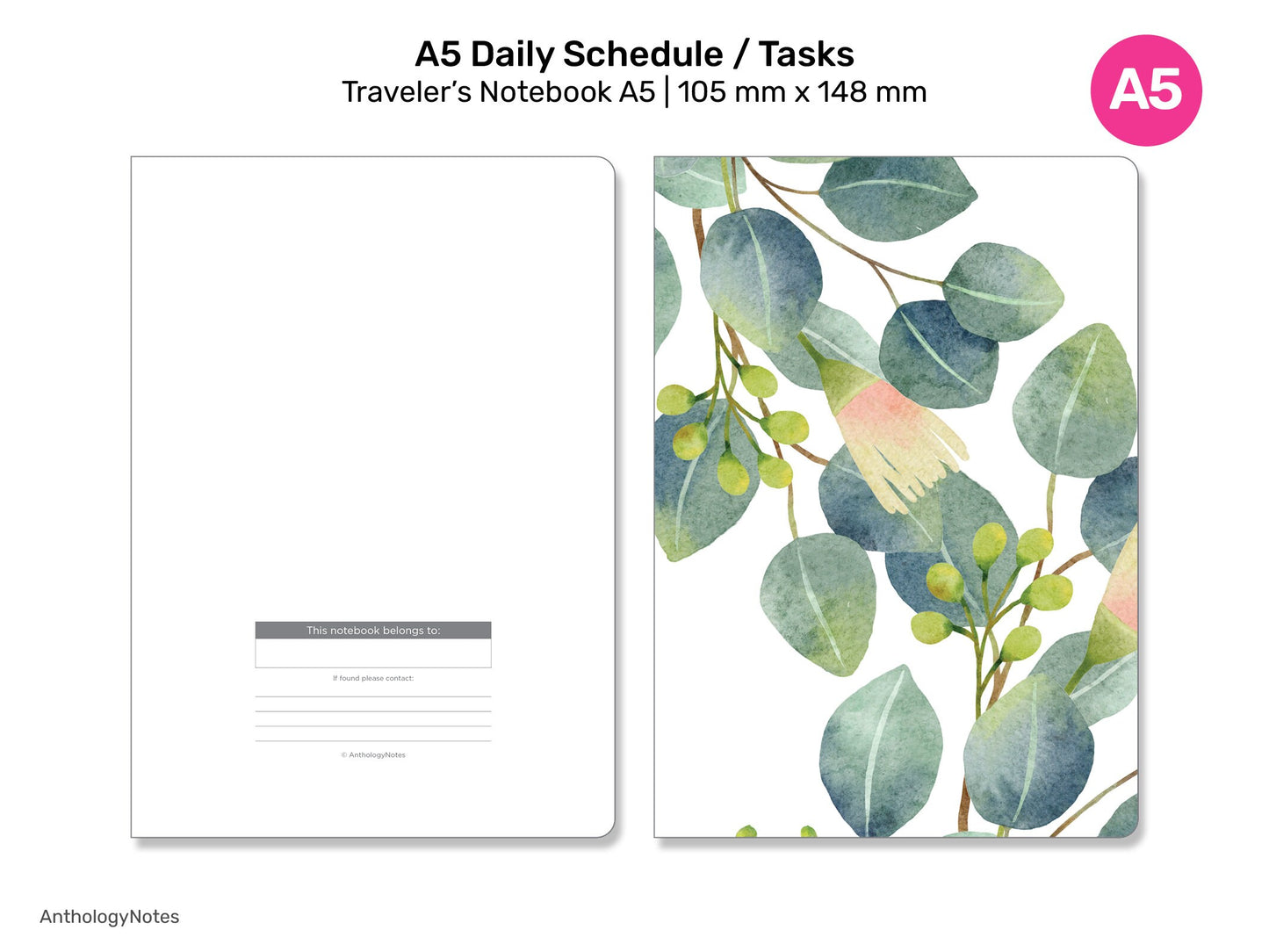 A5 TN DAILY Schedule Appointment Tasks & Tracker Printable Planner Insert A522-001