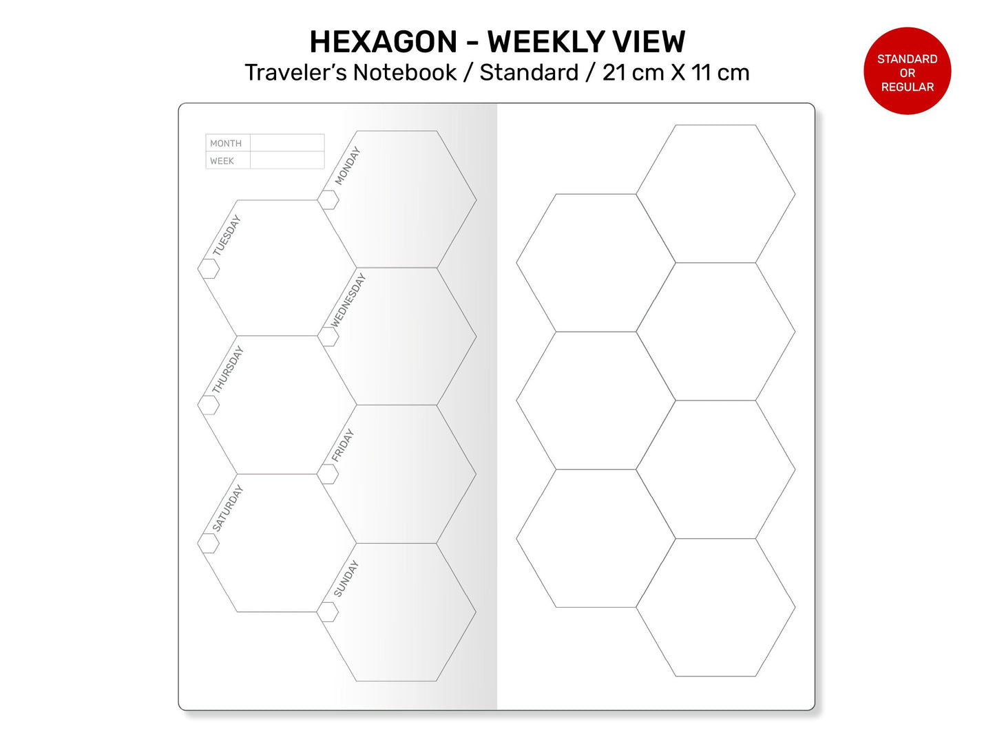 TN WEEKLY View Standard Visual Planning - HEXAGON Boxes - WO2P RTN025