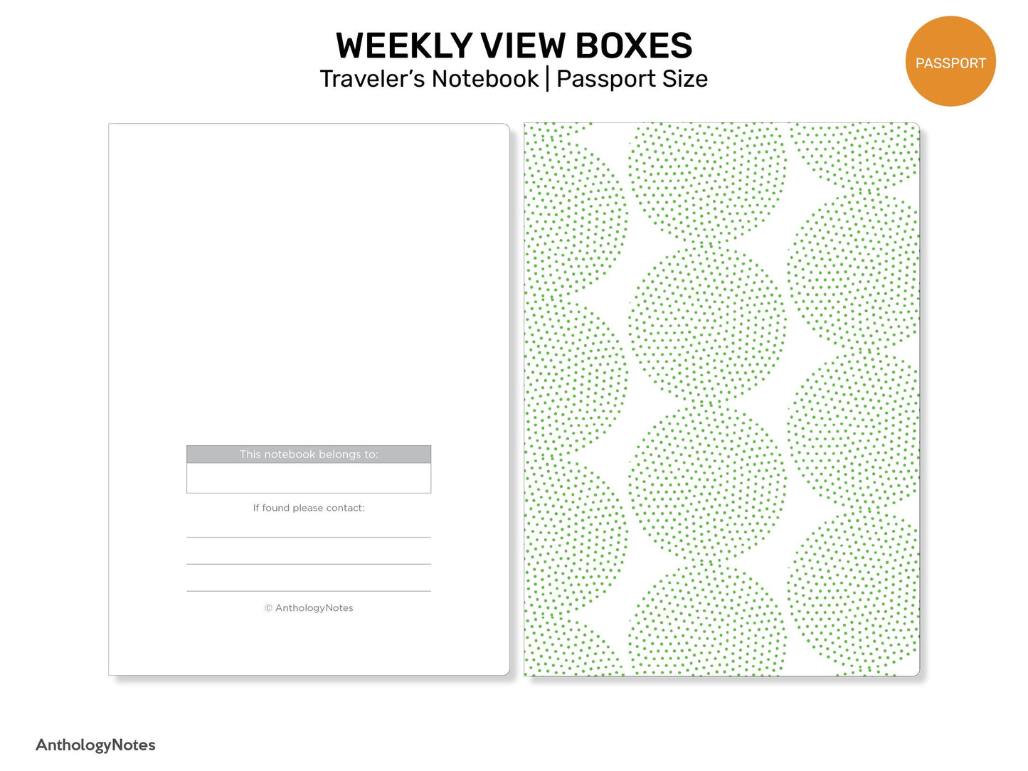 PASSPORT TN Weekly View BOXES Printable Traveler's Notebook Insert