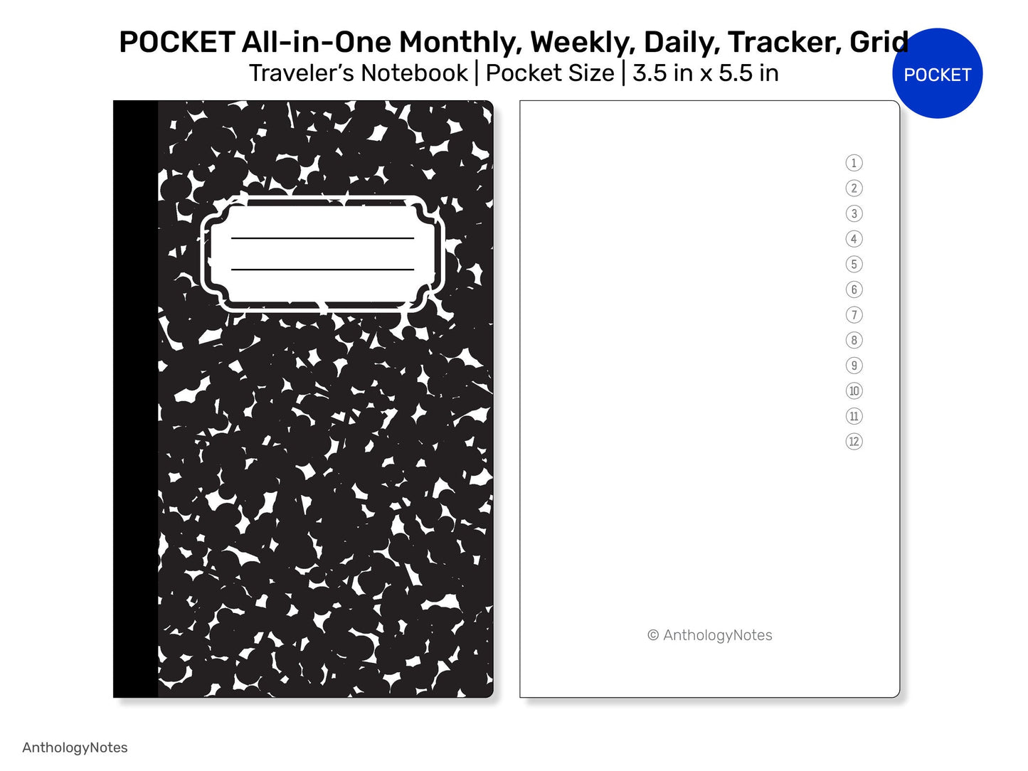 POCKET TN All-in-One Monthly View, Tracker, Weekly, Daily, To Do List Printable Traveler's Notebook Refill