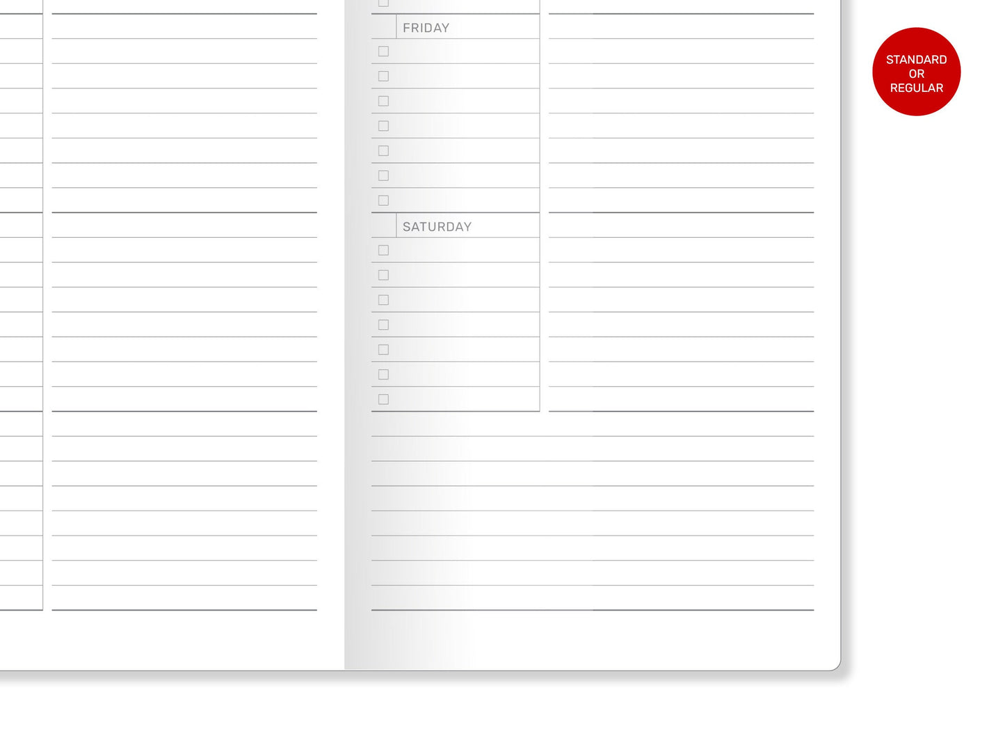 Standard TN Weekly Horizontal Task Lists & Notes Printable TN Insert RTN22-013