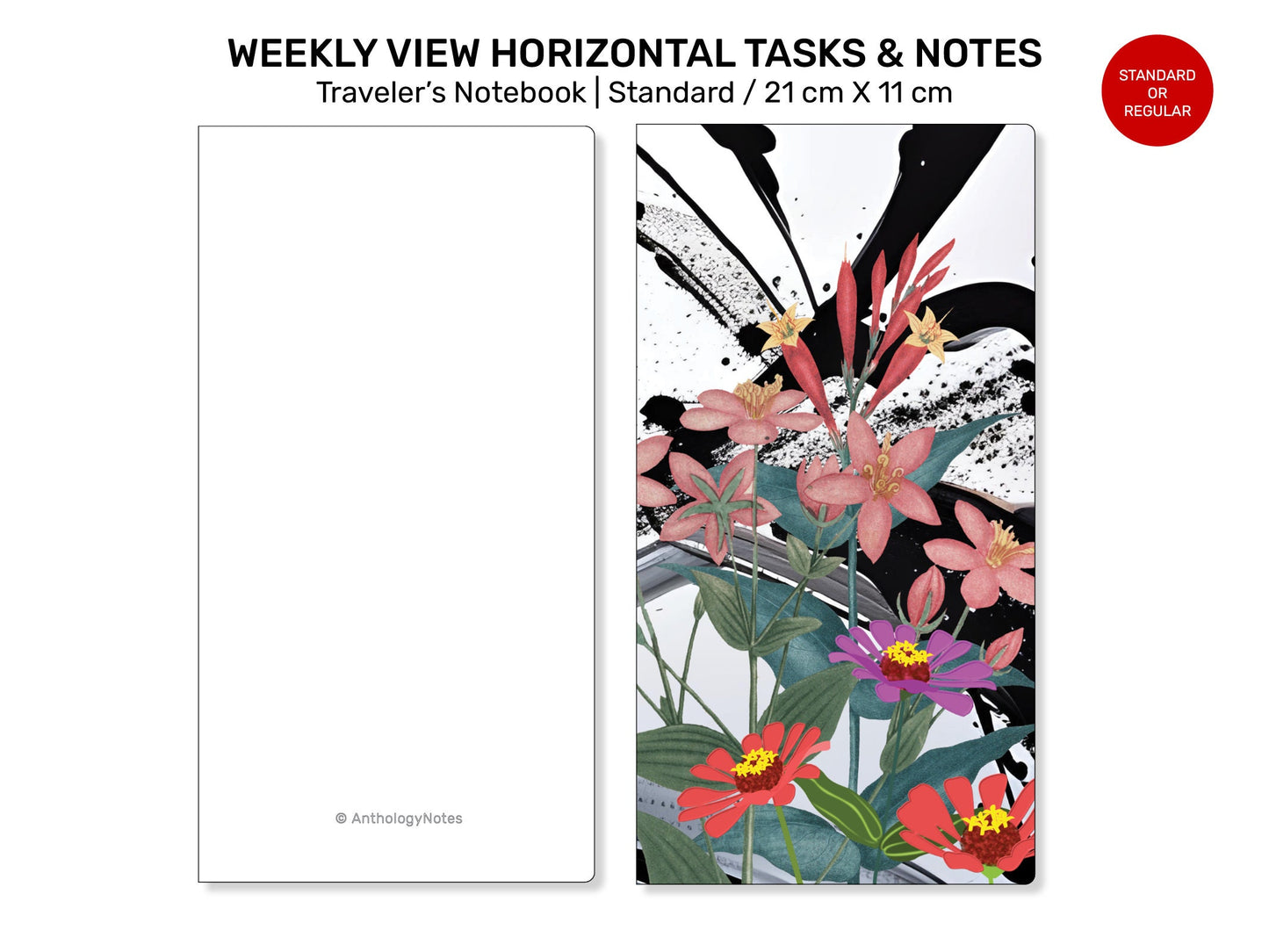 Standard TN Weekly Horizontal Task Lists & Notes Printable TN Insert RTN22-013