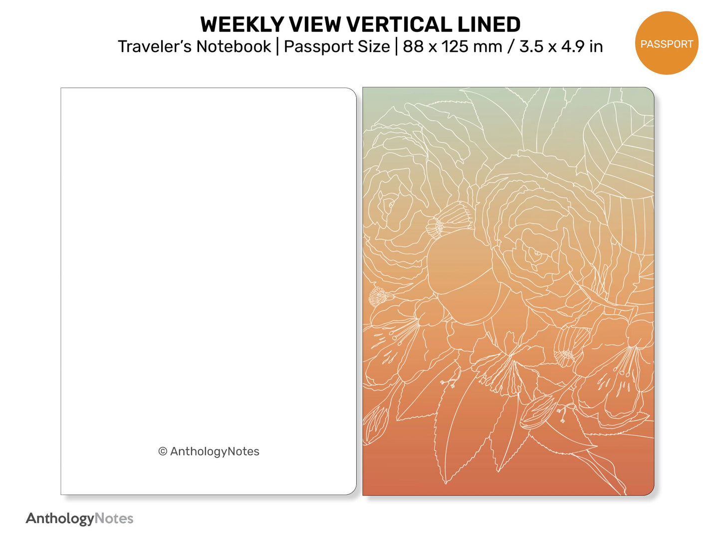 TN Passport Weekly Vertical LINED Printable Insert Refill Minimalist